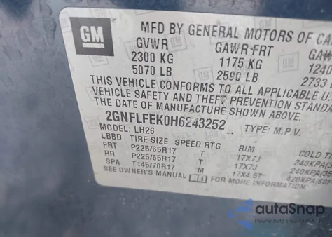 2017 Chevrolet Equinox Lt z USA, uszkodzony, nr VIN 2GNFLFEK0H6243252